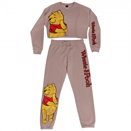Winnie The Pooh Curious Pooh Women's Crop Top Sweatshirt And Sweatpants Set